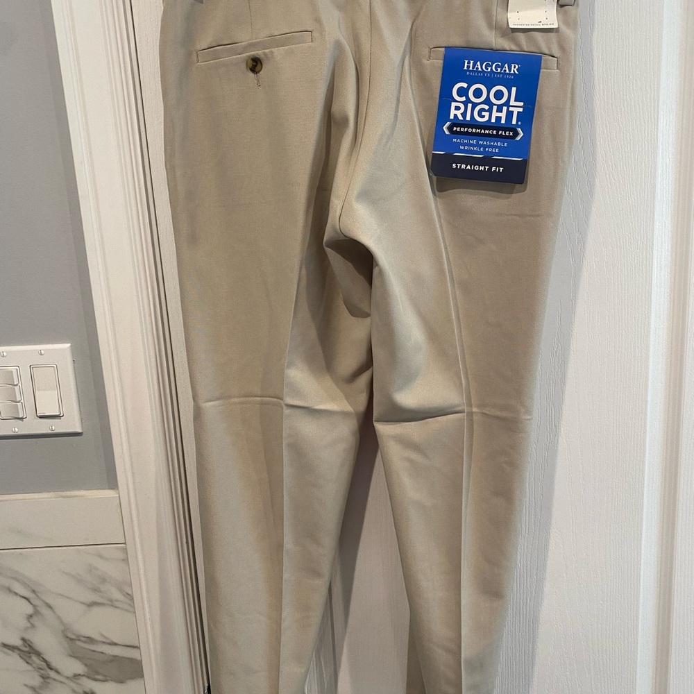 Haggar Tan Chinos Smooth Wrinkle-Resistant Fabric